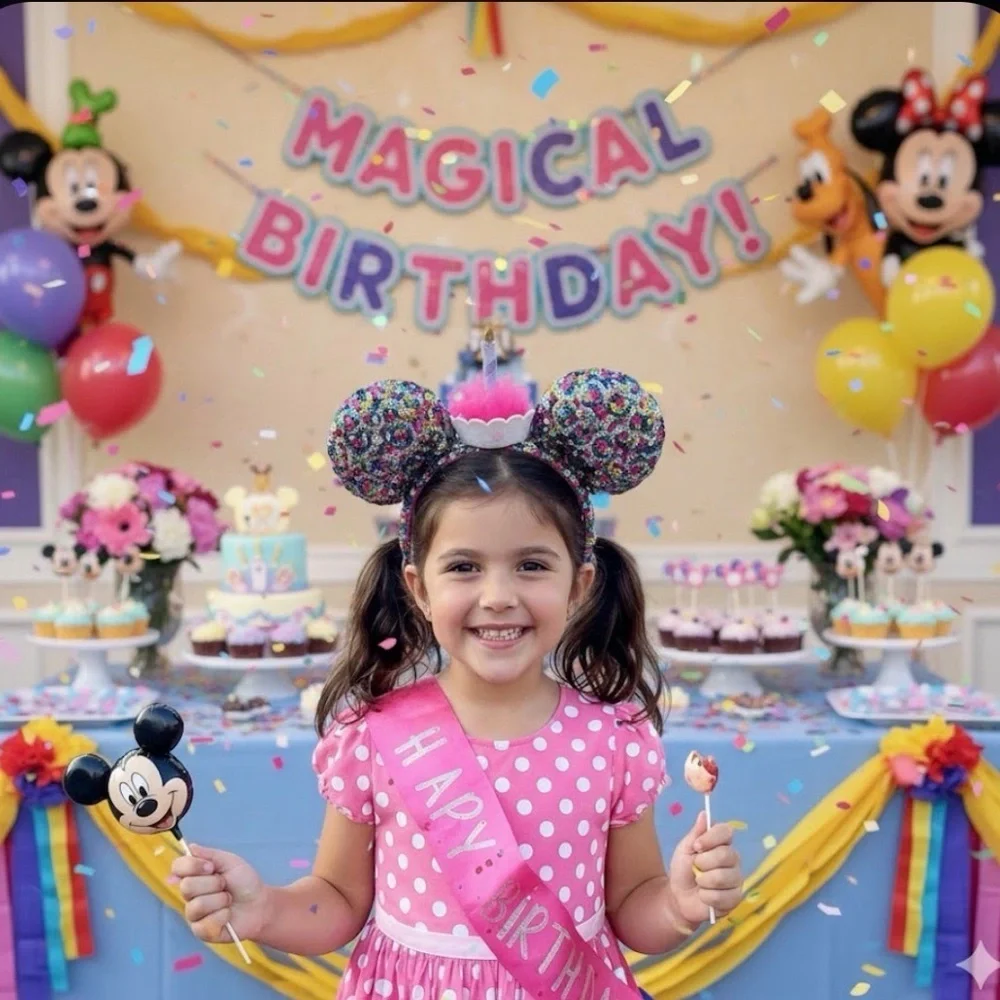 Disney Parks Minnie Mouse Happy Birthday Cake Sequin Ears Headband for children’